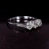 Vintage trilogy ring in 18K white gold with diamonds (1.09 ct), 50s - Antichità Galliera