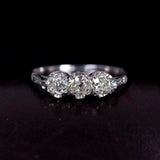 Vintage trilogy ring in 18K white gold with diamonds (1.09 ct), 50s - Antichità Galliera