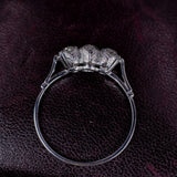 Vintage trilogy ring in 18K white gold with diamonds (1.09 ct), 50s - Antichità Galliera