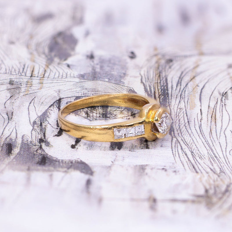 Anello vintage in oro 18K con diamanti, anni '60 - Antichità Galliera