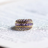 Vintage 14K gold ring with amethysts, 60s / 70s
