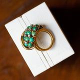 Vintage 18K gold ring with turquoise and diamonds, 50s - Antichità Galliera