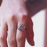 Antique 18K white gold ring with coroné rose cut diamonds, early 900s - Antichità Galliera