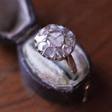 Antique 18K white gold ring with coroné rose cut diamonds, early 900s - Antichità Galliera