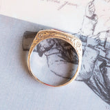 Anello da uomo antico in oro 18K con rubino sintetico e diamanti, primi del '900