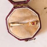 Anel vintage em ouro de 18K com rubis e diamantes (0.10 ctw aprox.), Década de 70