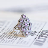 14K white gold ring with diamonds and pink sapphires, 80s