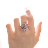 Ring aus 14 Karat Weißgold mit Diamanten und rosa Saphiren, 80er Jahre