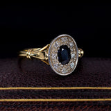 Vintage ring in 18K gold and silver, with sapphires and huit-huit diamonds, 50s - Antichità Galliera