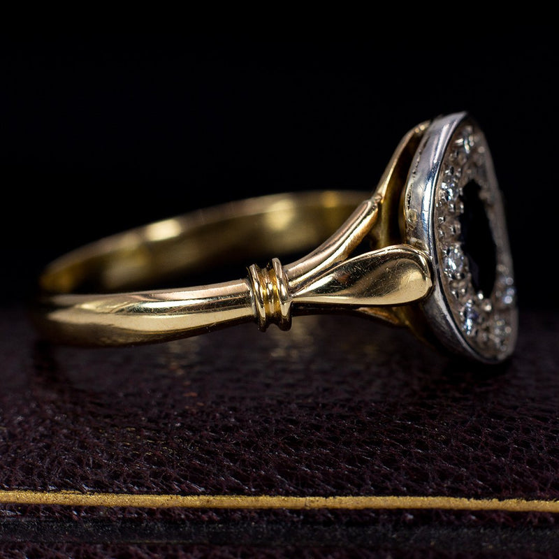 Anello vintage in oro 18K e argento, con zaffiri e diamanti huit-huit, anni '50 - Antichità Galliera