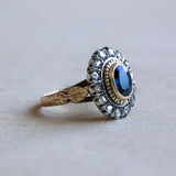 Vintage Ring aus 18 Karat Gold und Silber mit Saphiren und Diamanten, 50er Jahre