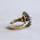 Vintage Ring aus 18 Karat Gold und Silber mit Saphiren und Diamanten, 50er Jahre