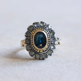 Vintage Ring aus 18 Karat Gold und Silber mit Saphiren und Diamanten, 50er Jahre