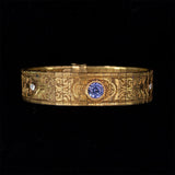 Bracciale antico inciso in oro 18K, con zaffiri e diamanti, primi anni del '900 - Antichità Galliera