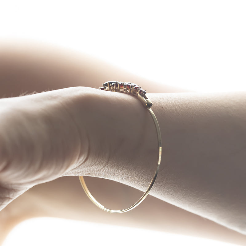 Bracciale vintage in oro 8K con granati, anni '50