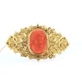 BROCHE / PENDENTIF ANTIQUE EN OR 18K ET CORAIL, DEBUT DES ANNEES 1900