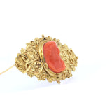 BROCHE / PENDENTIF ANTIQUE EN OR 18K ET CORAIL, DEBUT DES ANNEES 1900