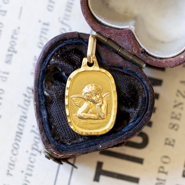 Vintage pendant in 18K gold representing Putto, 70s / 80s