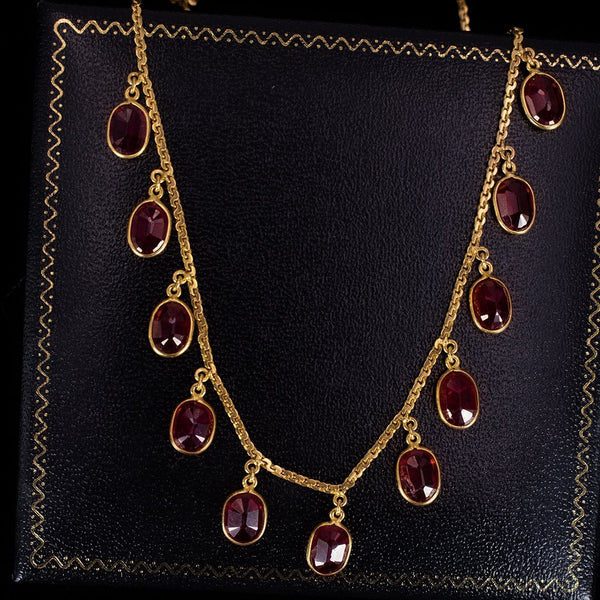 Collana vintage in oro 14K e rubini, anni '80 - Antichità Galliera