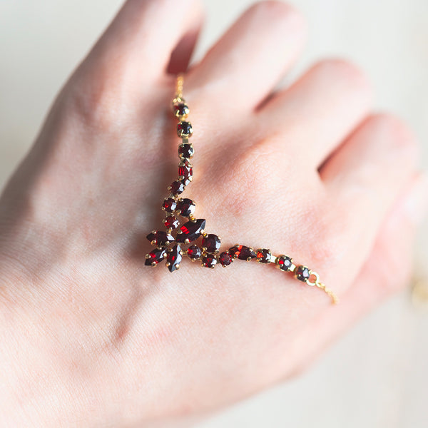 Collana vintage in oro 8K con granati, anni '70