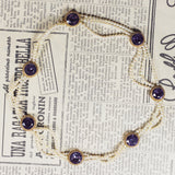 Vintage necklace in 18K gold with beads and purple sapphires, 50s - Antichità Galliera