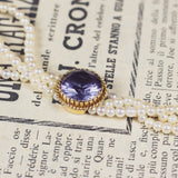 Vintage necklace in 18K gold with beads and purple sapphires, 50s - Antichità Galliera