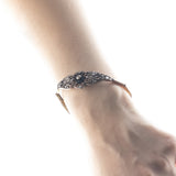 Art Nouveau necklace / bracelet in 18K gold and silver with rosette cut diamonds and onyx, 10s