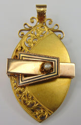 Parure borbonica spilla/ciondolo e orecchini in oro con perline. Fine '800 - Antichità Galliera