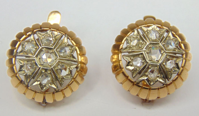 Orecchini in oro con diamanti taglio rosetta . Anni 40 - Antichità Galliera
