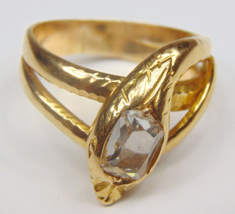 Anello a forma di serpente in oro con diamante . Anni 60 - Antichità Galliera