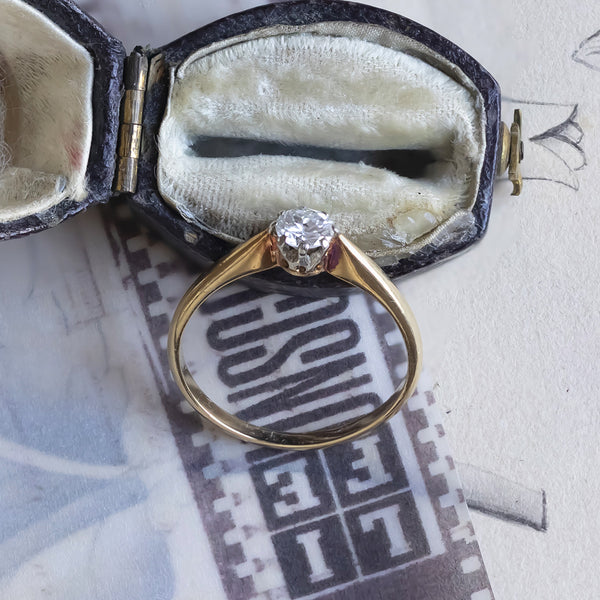 Vintage 14K gold solitaire with brilliant cut diamond (0.20ct approx.), 60s / 70s