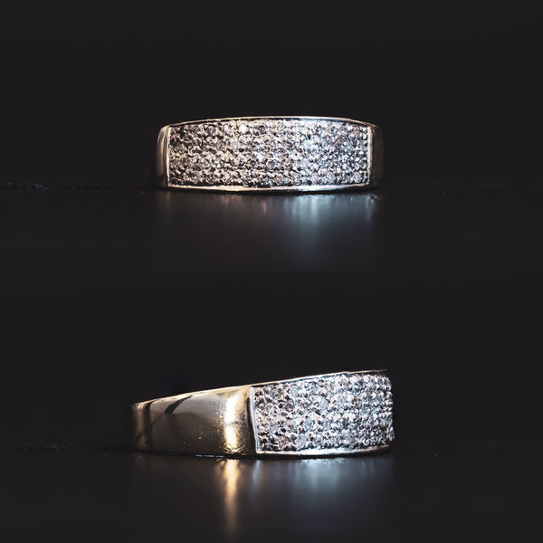 Vintage ring in 14K white gold with pavé diamonds, 80s / 90s