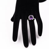 Vintage Ring aus 14 Karat Weißgold mit Amethyst (4 Karat) und Diamanten (0.24 Karat), 60er Jahre