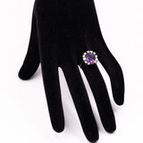 Vintage Ring aus 14 Karat Weißgold mit Amethyst (4 Karat) und Diamanten (0.24 Karat), 60er Jahre