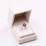 Vintage Ring aus 14 Karat Weißgold mit Amethyst (4 Karat) und Diamanten (0.24 Karat), 60er Jahre