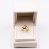 Vintage 18k yellow gold diamond and ruby ​​ring, 70s