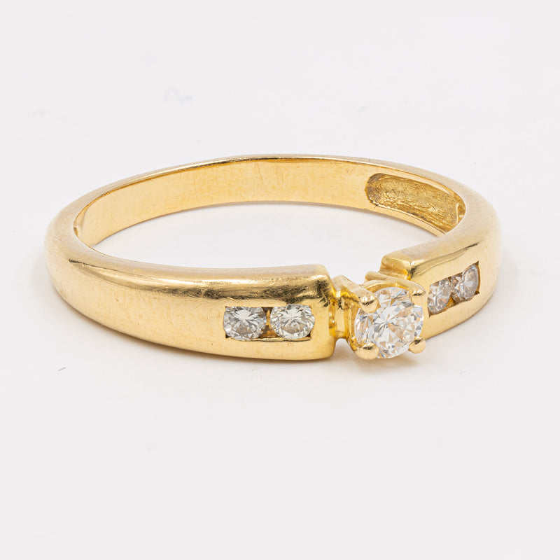 Anello vintage in oro giallo 18kt con diamanti (0,20ct) , anni '70