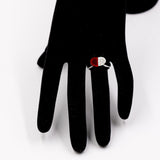 Vintage 14 Karat Weißgold Karneol & Diamantring (0.16 Karat), 80er/90er Jahre