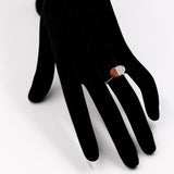 Vintage 14 Karat Weißgold Karneol & Diamantring (0.16 Karat), 80er/90er Jahre