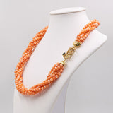 Vintage 18 Karat Gold Diamant Saphir Koralle Susta Torchon Halskette, 70er Jahre