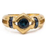 Vintage Ring aus 18 Karat Gelbgold mit blauen Saphiren, 70er Jahre