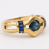 Vintage Ring aus 18 Karat Gelbgold mit blauen Saphiren, 70er Jahre