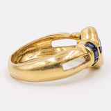 Vintage Ring aus 18 Karat Gelbgold mit blauen Saphiren, 70er Jahre