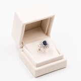 Vintage 18 Karat Weißgold Saphir (3 Karat) & Diamanten (1.15 Karat) Gänseblümchen-Ring, 60er Jahre