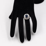 Vintage 18 Karat Weißgold Saphir (3 Karat) & Diamanten (1.15 Karat) Gänseblümchen-Ring, 60er Jahre