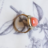 Vintage 8K gold ring with cabochon cut coral, 50s