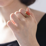 Vintage 8K gold ring with cabochon cut coral, 50s