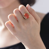 Vintage 8K gold ring with cabochon cut coral, 50s