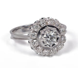 Vintage Ring aus 18 Karat Weißgold mit zentralem Diamanten von 0.30 Karat und seitlichen Diamanten, 50er Jahre