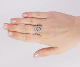 Vintage Ring aus 18 Karat Weißgold mit zentralem Diamanten von 0.30 Karat und seitlichen Diamanten, 50er Jahre